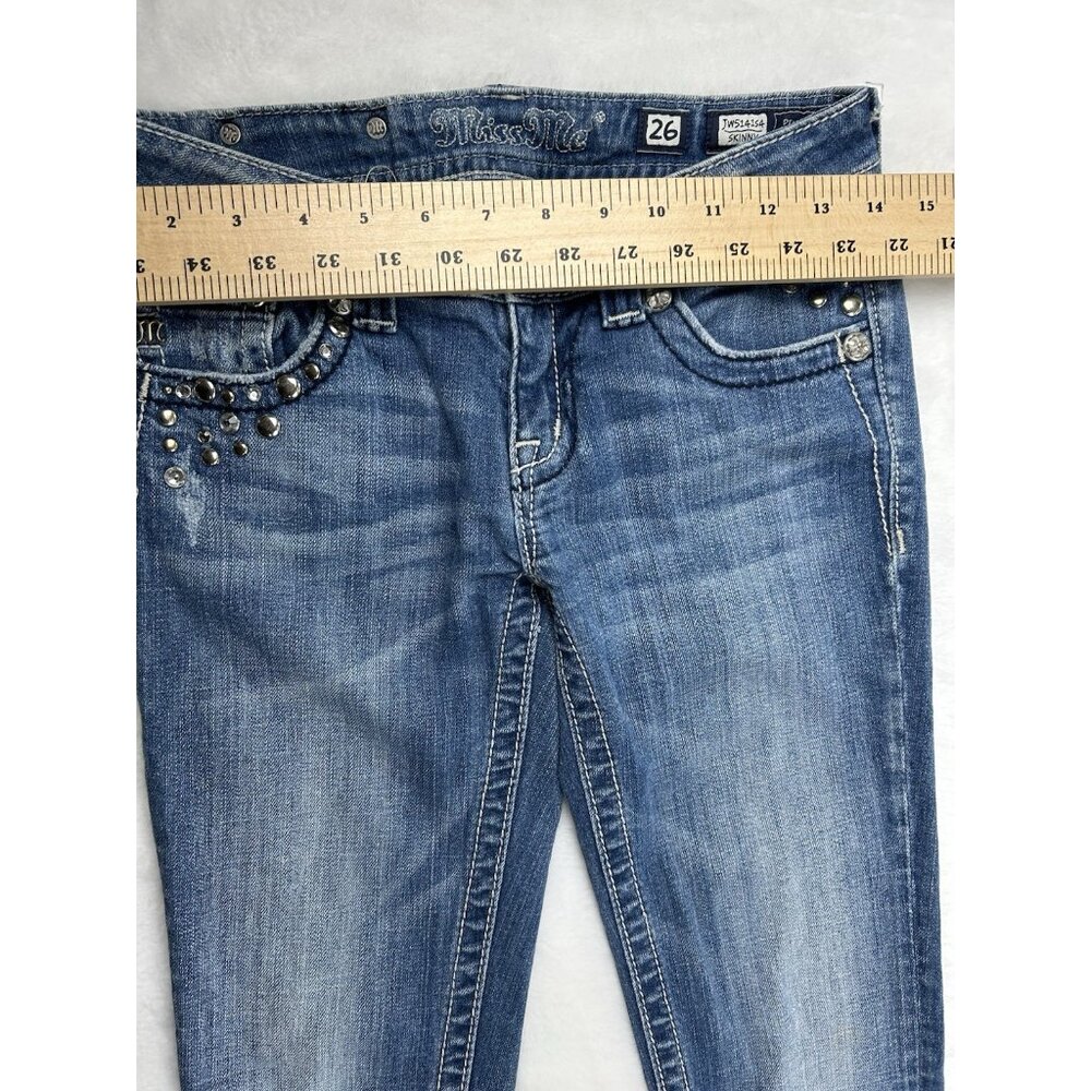 Miss Me Standard Skinny Jeans Woman's Sz 26 Embellished Pockets Blue Denim JW514 - Picture 5 of 12